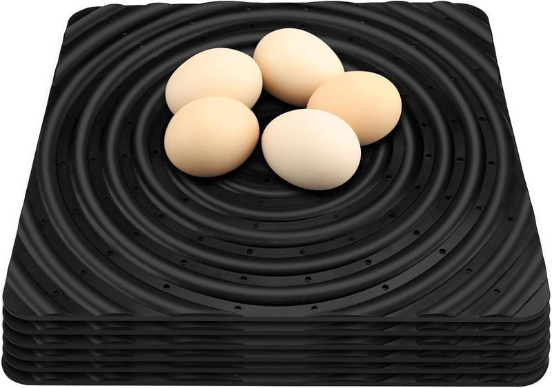 DenForste 6 Pack Washable Chicken Nesting Pads, 13 x 12 inch, Black, Solid, Anti-Slip, Injection Molded Polypropylene, Suitable for Chicken Coops - Image 1